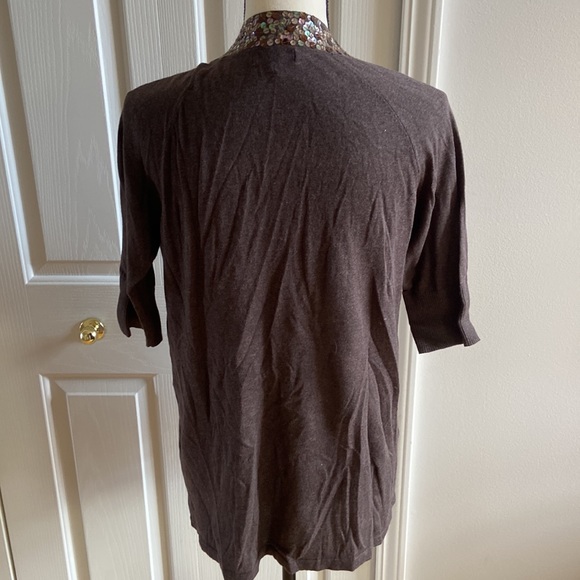 EXPRESS Short Sleeve Sequins Cardigan - Picture 3 of 3